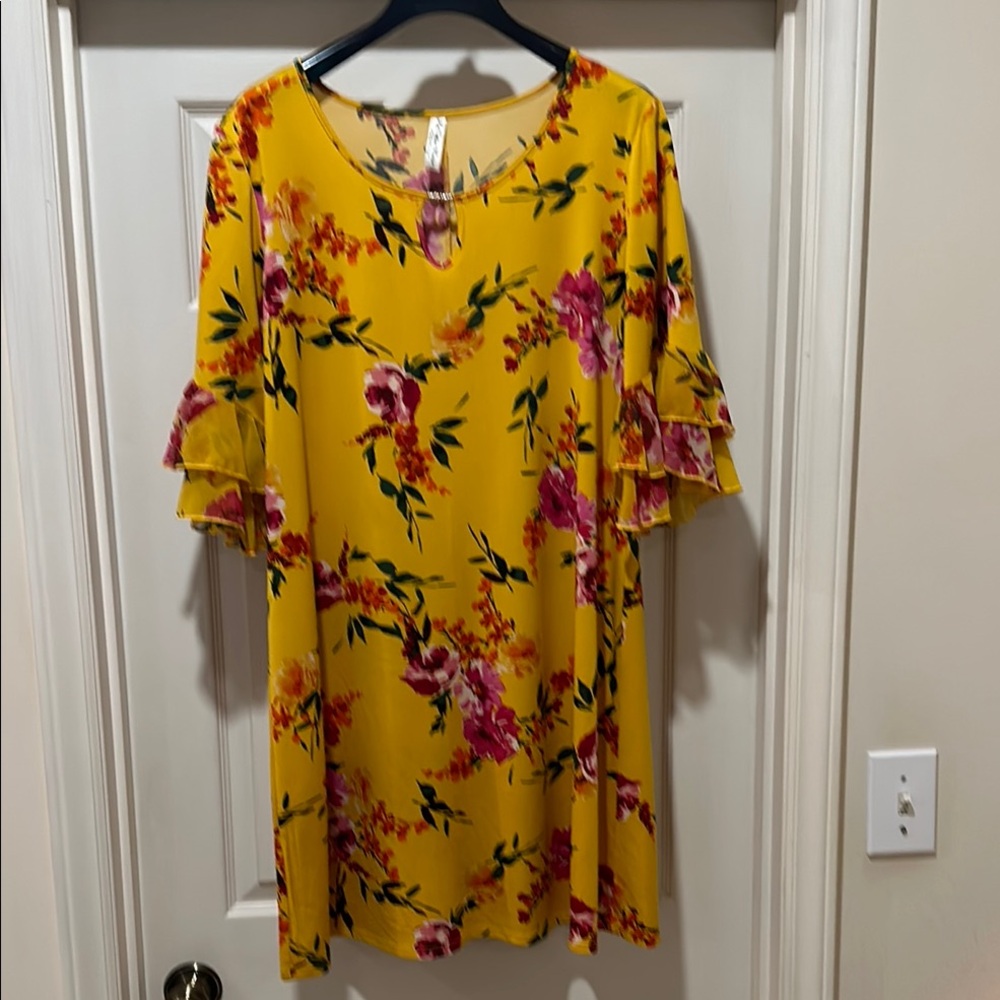 Perseption Yellow and Pink Tunic Top